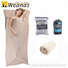WEANAS Lightweight Warm Roomy Cotton Sleeping Bag Liner, Travel Sheet Sleep Sack, Rectangular 83 X 30 , Comfortable, for Travel, Youth Hostels, Picnic, Planes, Trains (Blue-M)